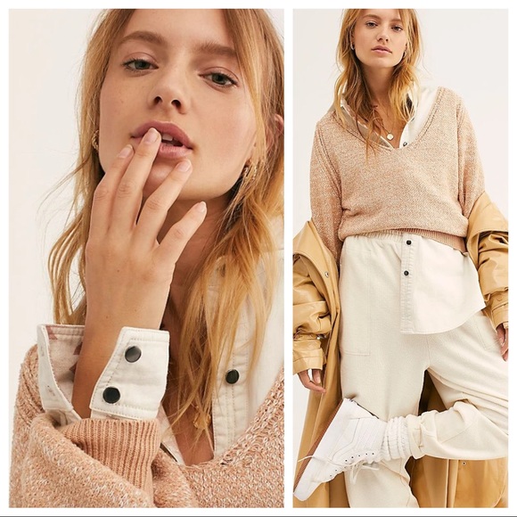 FREE PEOPLE BOHO PULLOVER V-NECK LUXE KNIT TOP A2C - Picture 9 of 12